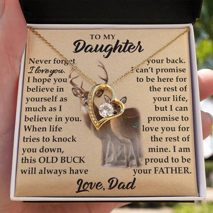 To My Daughter - I Am Proud To Be Your Father - Deer - Forever Love Necklace - Message Box
