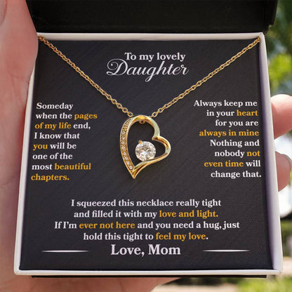 To My Daughter - Always Keep Me In Your Heart - Black - Forever Love Necklace - Message Box
