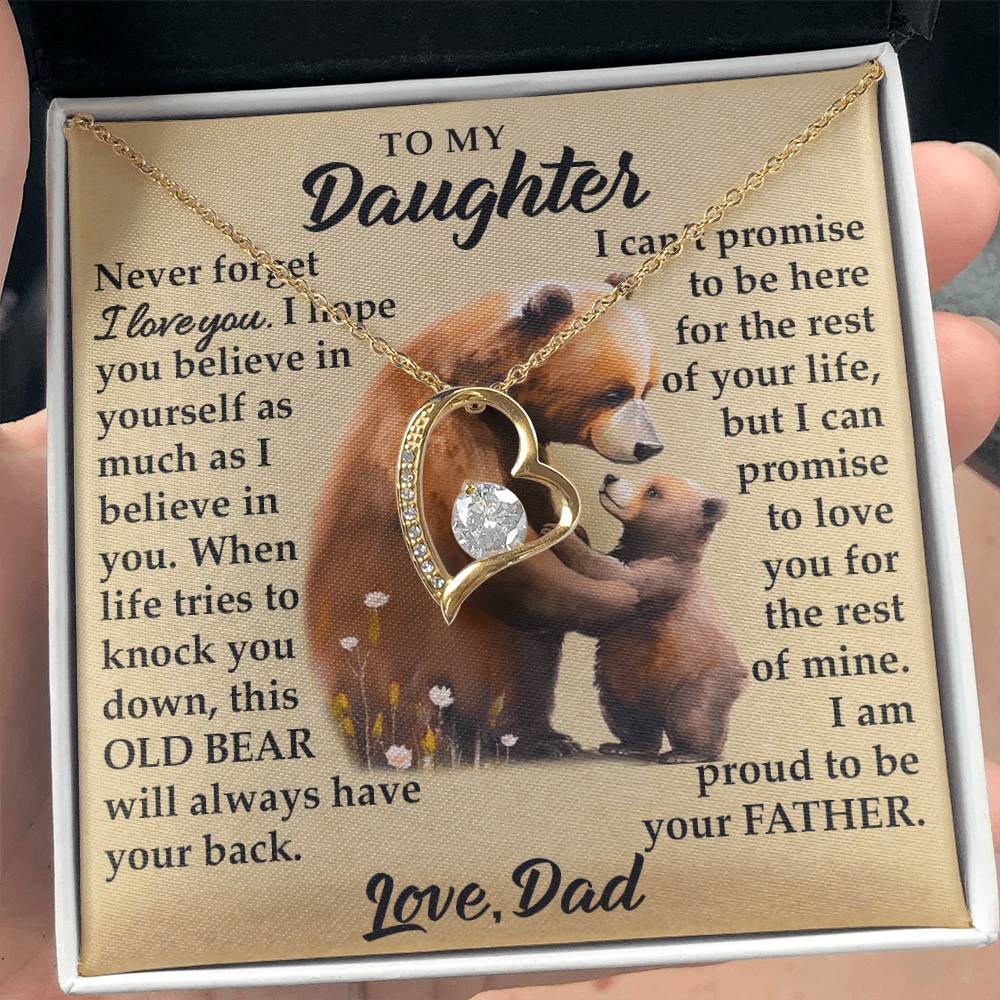 To My Daughter - I Am Proud To Be Your Father - Bears - Forever Love Necklace - Message Box