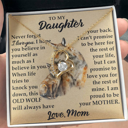 To My Daughter - I Am Proud To Be Your Father - Wolves - Forever Love Necklace - Message Box