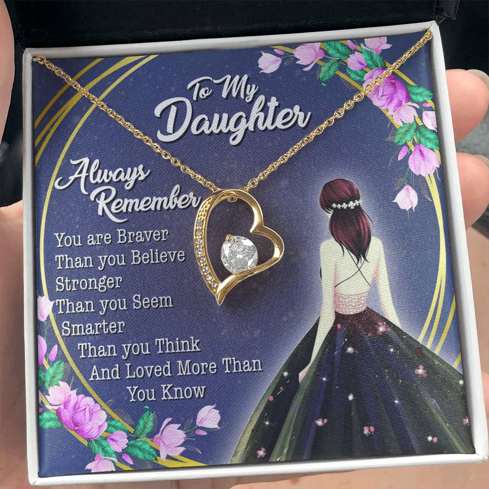 To My Daughter - Always Remember - Love Knot Necklace - Message Box