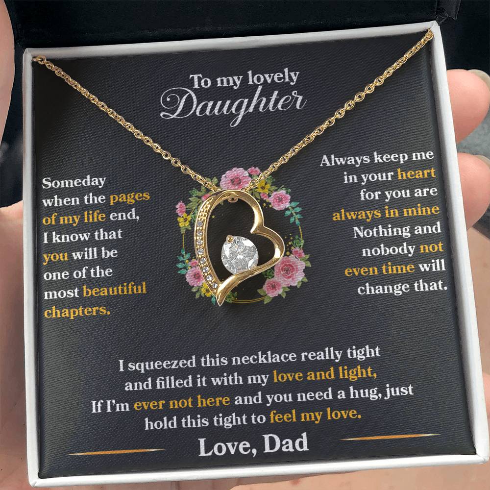 To My Daughter - Always Keep Me In Your Heart - Flowers Black - Forever Love Necklace - Message Box