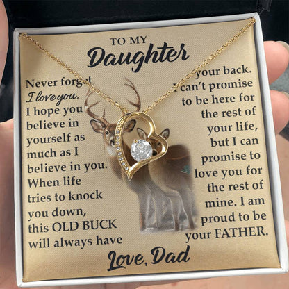 To My Daughter - I Am Proud To Be Your Father - Deer - Forever Love Necklace - Message Box