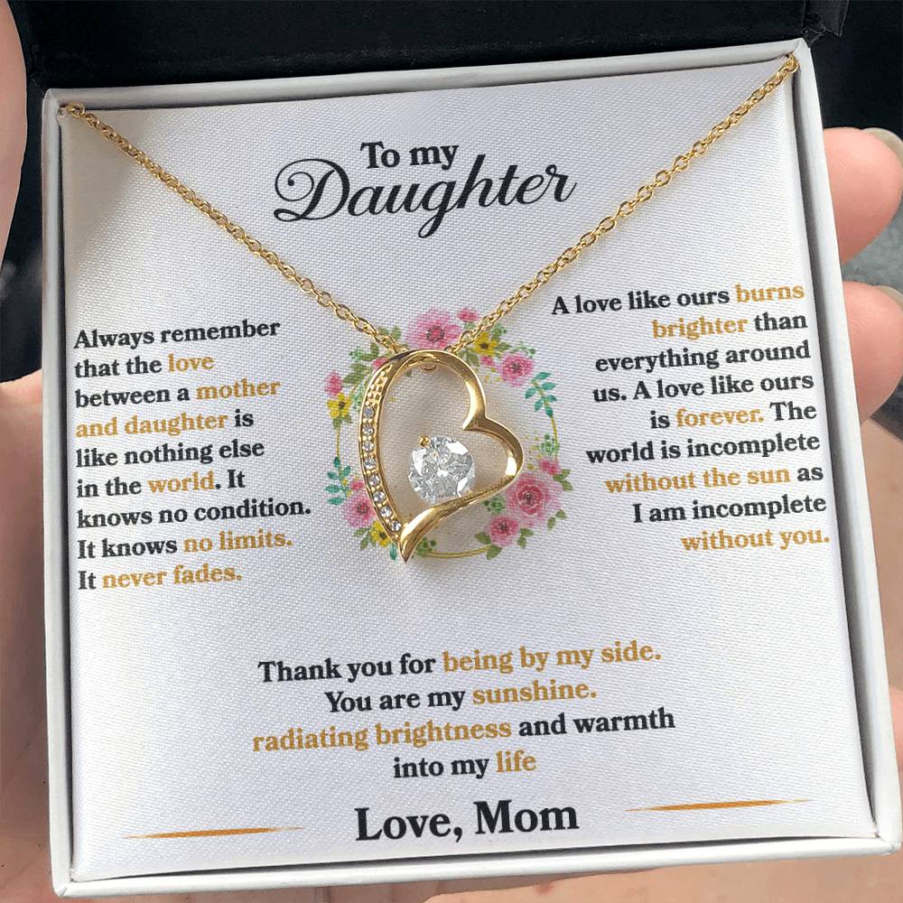 To My Daughter - I Am Incomplete Without You - Flowers - Forever Love Necklace - Message Box