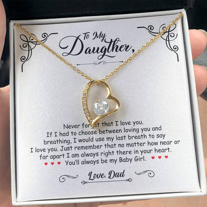 To My Daughter - You'll Always Be My Baby Girl - Forever Love Necklace - Message Box