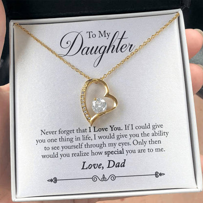 To My Daughter - Never Forget That I Love You - Forever Love Necklace - Message Box