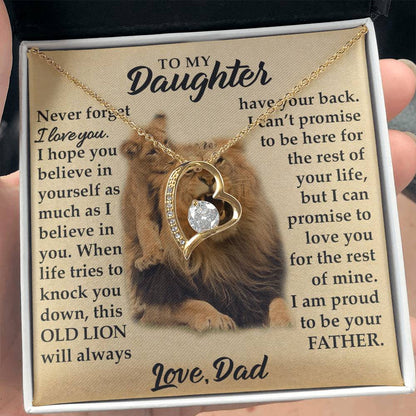 To My Daughter - I Am Proud To Be Your Father - Lions - Forever Love Necklace - Message Box