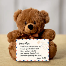 Load image into Gallery viewer, Dear Mom Teddy Bear With Postcard - PRICE INCLUDES FREE SHIPPING!!