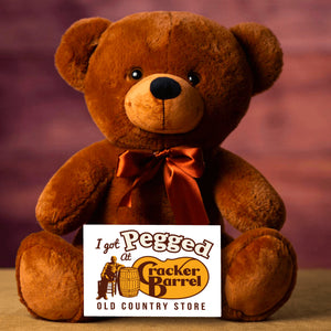 Cracker Barrell Teddy Bear With Postcard - PRICE INCLUDES FREE SHIPPING!!
