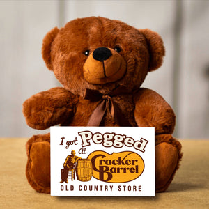 Cracker Barrell Teddy Bear With Postcard - PRICE INCLUDES FREE SHIPPING!!