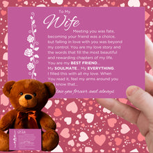 Load image into Gallery viewer, To My Wife, Meeting You Was Fate Teddy Bear with Canvas Postcard