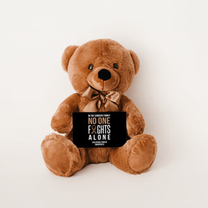 In This Family No One Fights Alone Childhood Cancer Teddy Bear - Personalized - PRICE INCLUDES FREE SHIPPING