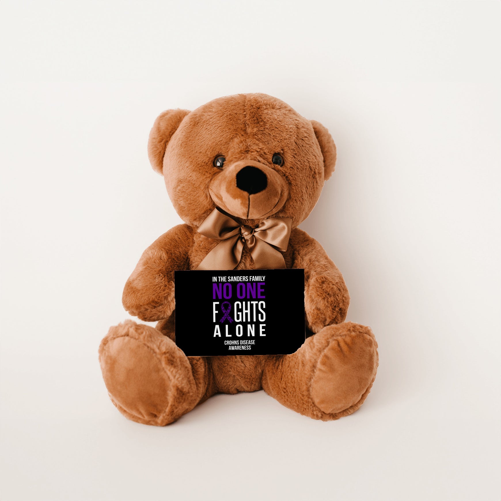 In This Family No One Fights Alone Chron's Disease Teddy Bear - Personalized - PRICE INCLUDES FREE SHIPPING