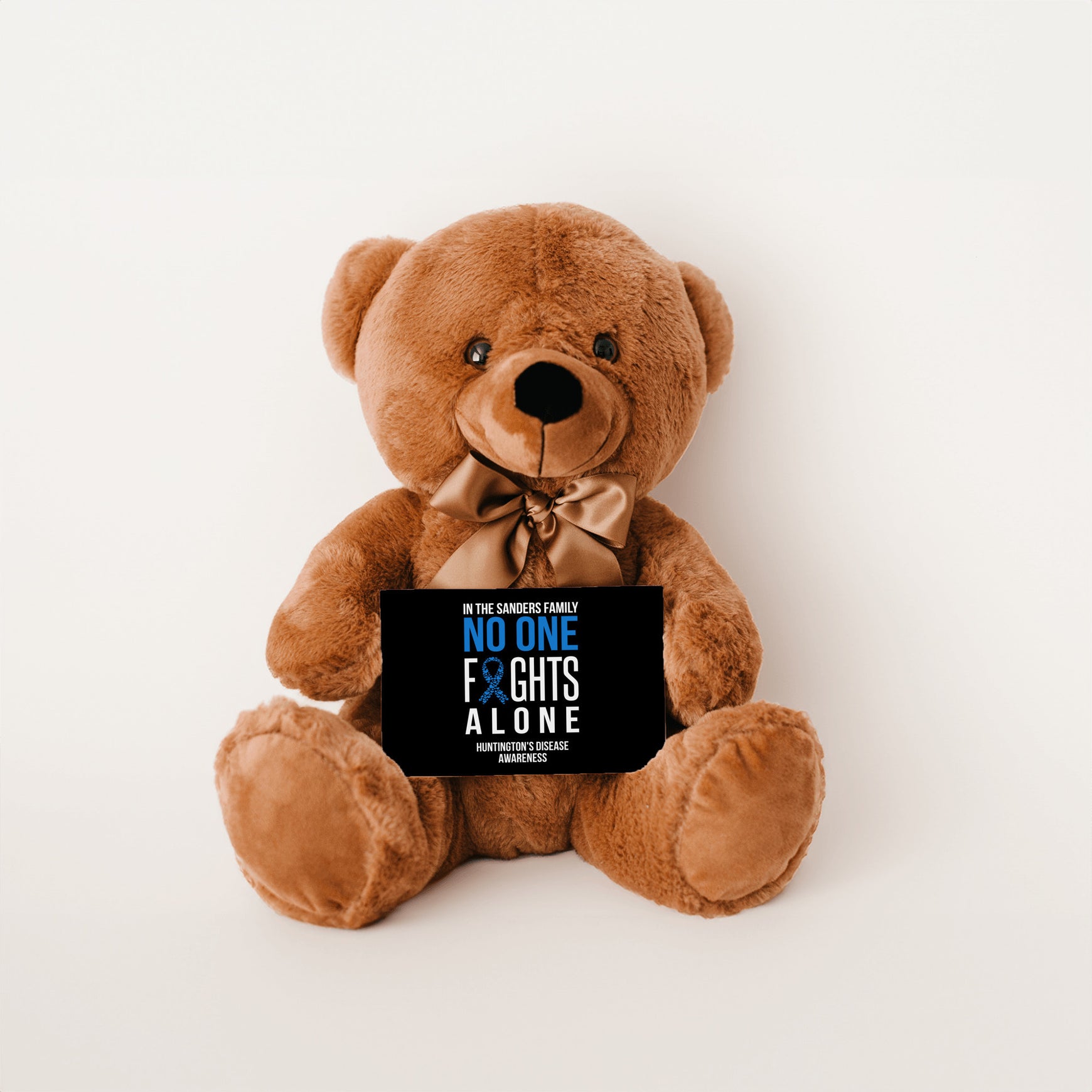 In This Family No One Fights Alone Huntington's Disease Teddy Bear - Personalized - PRICE INCLUDES FREE SHIPPING