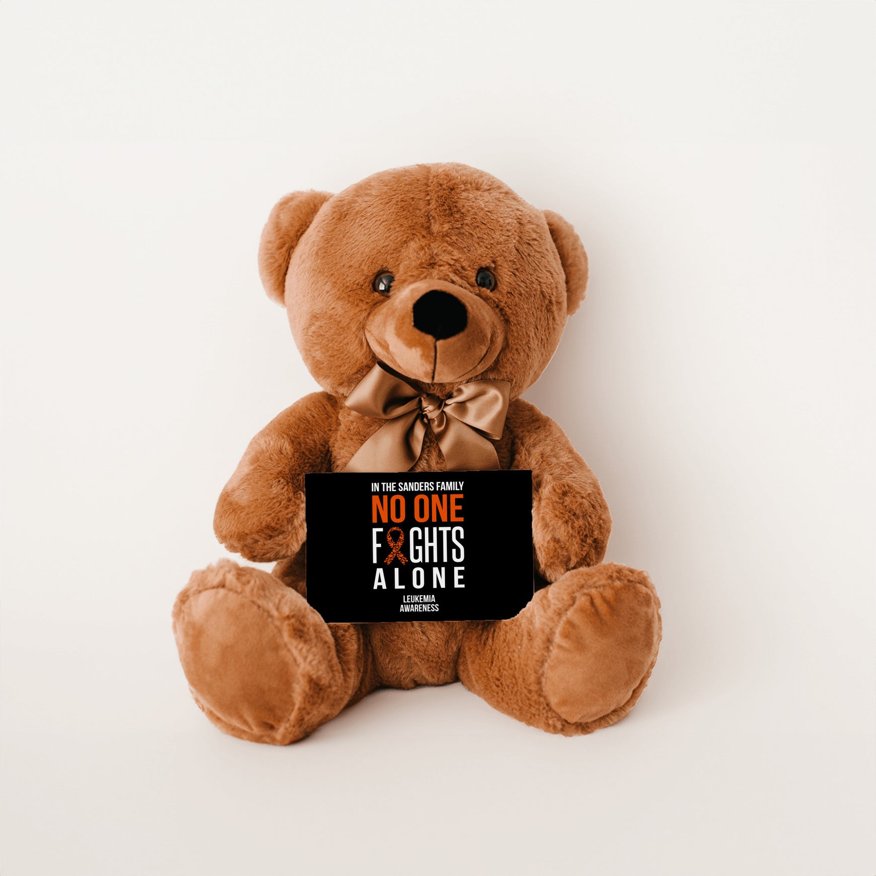 In This Family No One Fights Alone Leukemia Teddy Bear - Personalized - PRICE INCLUDES FREE SHIPPING
