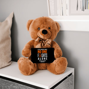 In This Family No One Fights Alone Multiple Sclerosis Teddy Bear - Personalized -PRICE INCLUDES FREE SHIPPING
