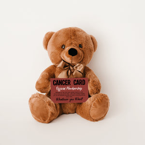 Cancer Card Teddy Bear With Message Card - PRICE INCLUDES FREE SHIPPING