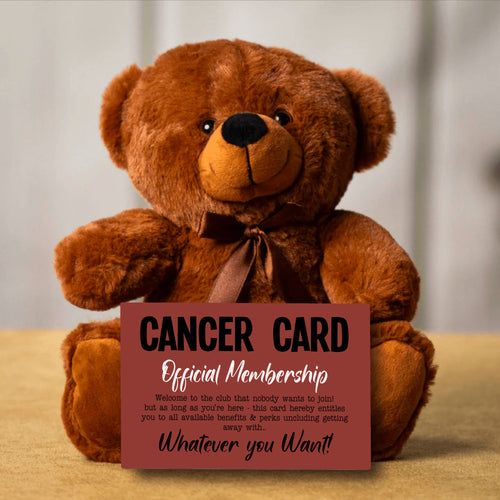 Cancer Card Teddy Bear With Message Card - PRICE INCLUDES FREE SHIPPING
