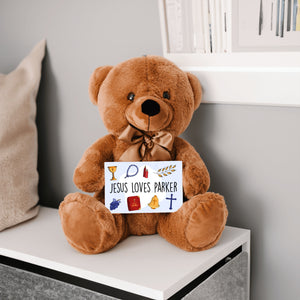 Jesus Loves You Teddy Bear with Mesage Card- PERSONALIZED - PRICE INCLUDES FREE SHIPPING