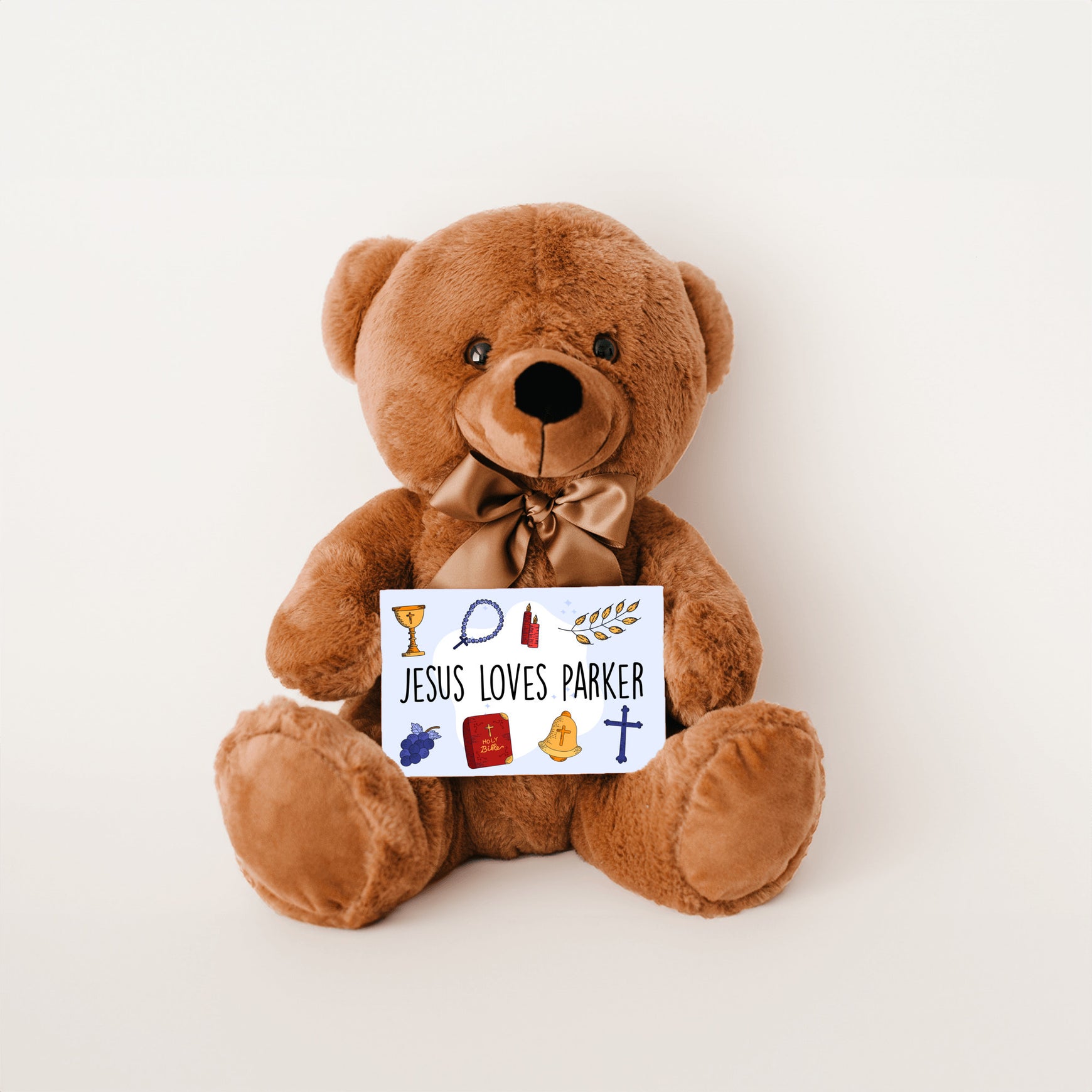 Jesus Loves You Teddy Bear with Mesage Card- PERSONALIZED - PRICE INCLUDES FREE SHIPPING