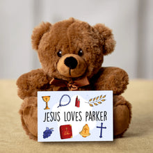 Load image into Gallery viewer, Jesus Loves You Teddy Bear with Mesage Card- PERSONALIZED - PRICE INCLUDES FREE SHIPPING