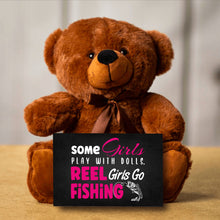 Load image into Gallery viewer, Reel Girls Go Fishing Teddy Bear with Message Card - PRICE INCLUDES FREE SHIPPING