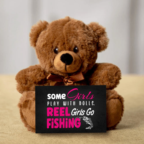 Reel Girls Go Fishing Teddy Bear with Message Card - PRICE INCLUDES FREE SHIPPING