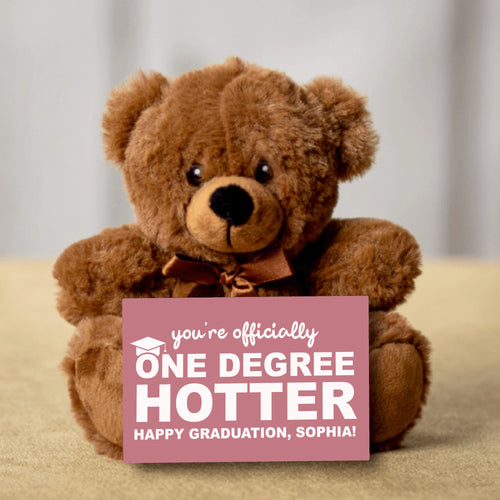 You're Officially One Degree Hotter Teddy Bear with Message Card - PERSONALIZED - PRICE INCLUDES FREE SHIPPING