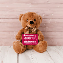 Load image into Gallery viewer, Granddaughter a Blessing Teddy Bear with Message Card, PRICE INCLUDES FREE SHIPPING