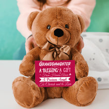 Load image into Gallery viewer, Granddaughter a Blessing Teddy Bear with Message Card, PRICE INCLUDES FREE SHIPPING