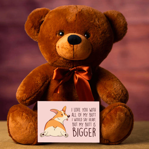I Love You With All My Butt Teddy Bear with Message Card, PRICE INCLUDES FREE SHIPPING