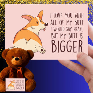 I Love You With All My Butt Teddy Bear with Message Card, PRICE INCLUDES FREE SHIPPING