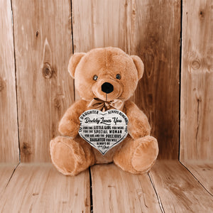 Teddy Bear - Precious Daughter Heart Wooden Sign - PRICE INCLUDES FREE SHIPPING