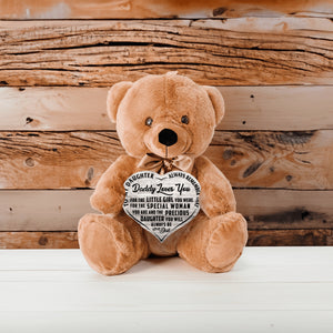Teddy Bear - Precious Daughter Heart Wooden Sign - PRICE INCLUDES FREE SHIPPING