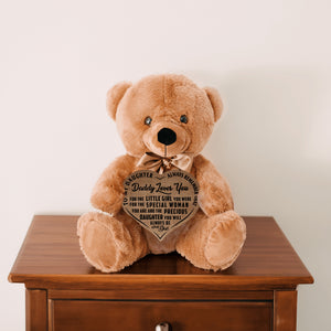 Teddy Bear - Precious Daughter Heart Brown Wooden Sign - PRICE INCLUDES FREE SHIPPING