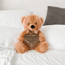 Load image into Gallery viewer, Daddy Loves You - Teddy Bear Heart Brown Wooden Sign - PRICE INCLUDES FREE SHIPPING