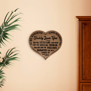Precious Daughter - Brown Heart Wooden Canvas - PRICE INCLUDES FREE SHIPPING