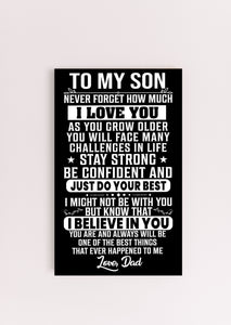 To My Son - Stay Strong - Love Dad - PRICE INCLUDES FREE SHIPPING