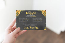 Load image into Gallery viewer, To My Daughter - You Are My Sunshine - Love Dad - Canvas Message Card With Sunflower Necklace - PRICE INCLUDES FREE SHIPPING