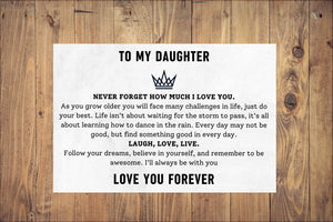 To My Daughter Message Card Canvas And Dreamcatcher Bracelet Gift Set - PRICE INCLUDES FREE SHIPPING