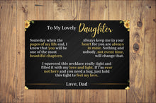 Load image into Gallery viewer, To My Lovely Daughter - Love Dad - Message Card Canvas With Sunflower Necklace - PRICE INCLUDES FREE SHIPPING