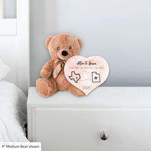 Load image into Gallery viewer, Together No Matter The Miles Teddy Bear with Heart Sign