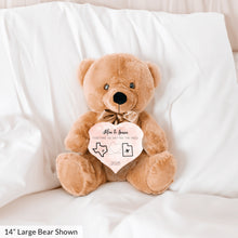 Load image into Gallery viewer, Together No Matter The Miles Teddy Bear with Heart Sign