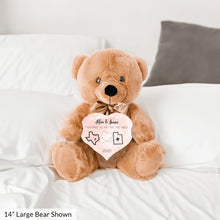 Load image into Gallery viewer, Together No Matter The Miles Teddy Bear with Heart Sign