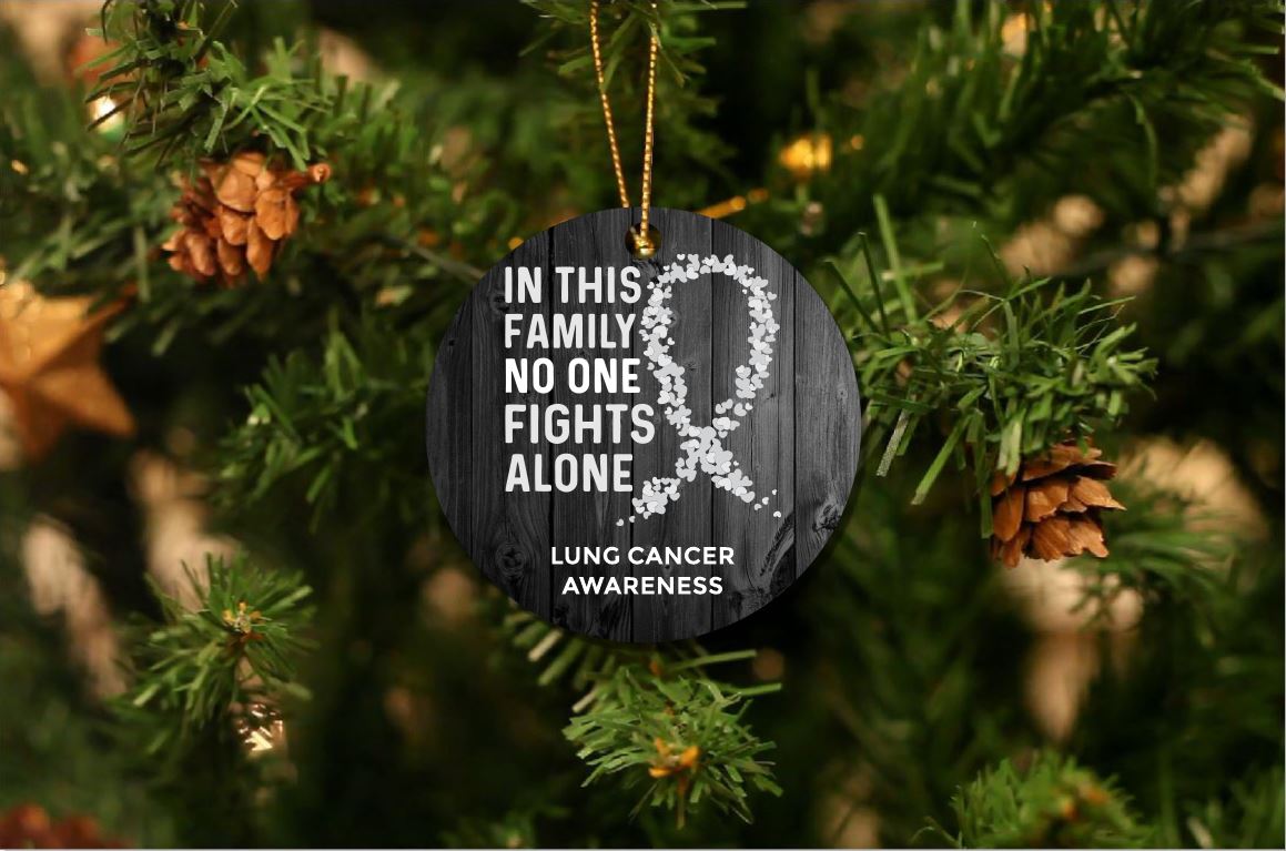 Lung Cancer Awareness Christmas Ornament