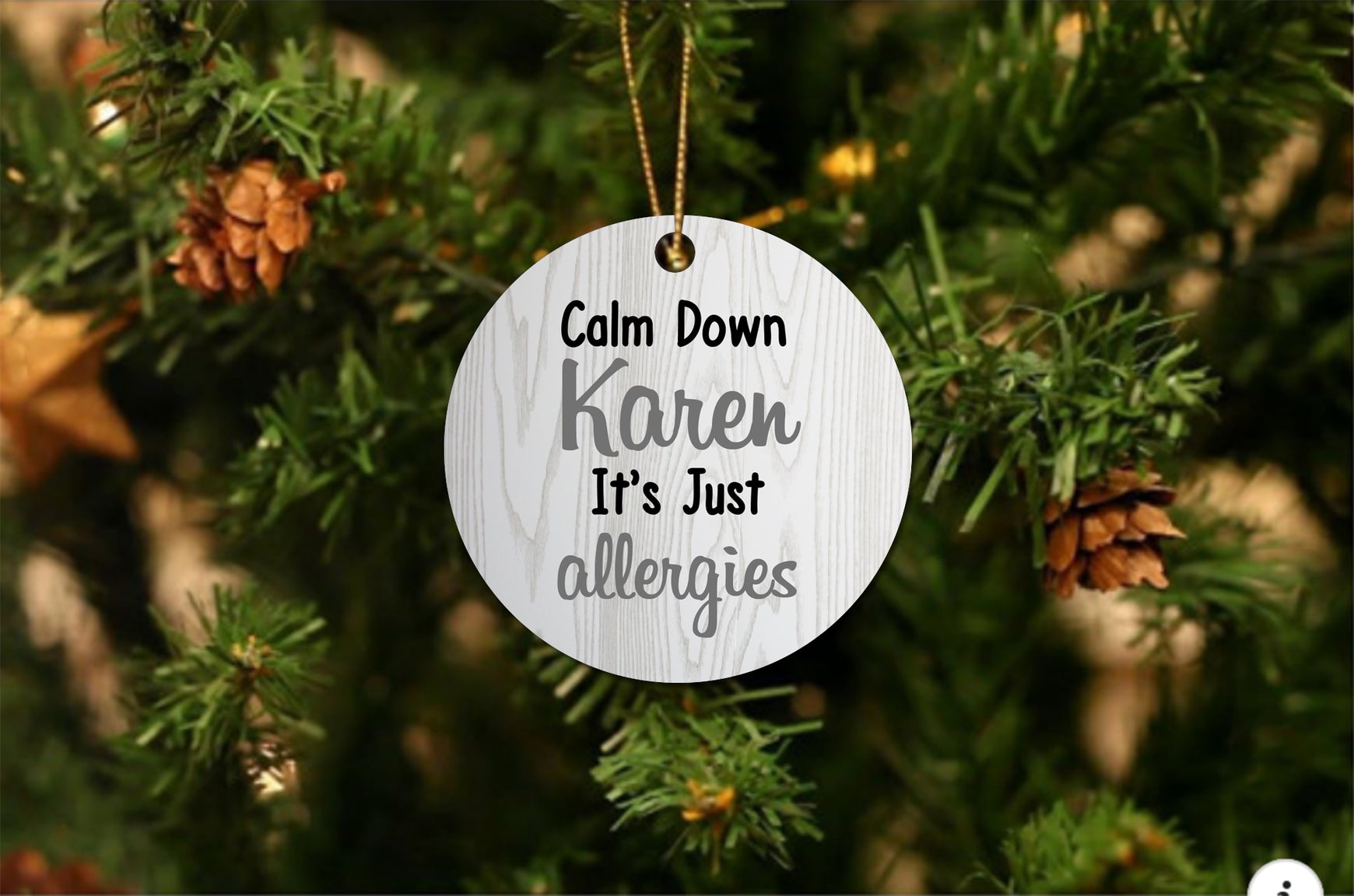 Calm Down Karen Christmas Ornament