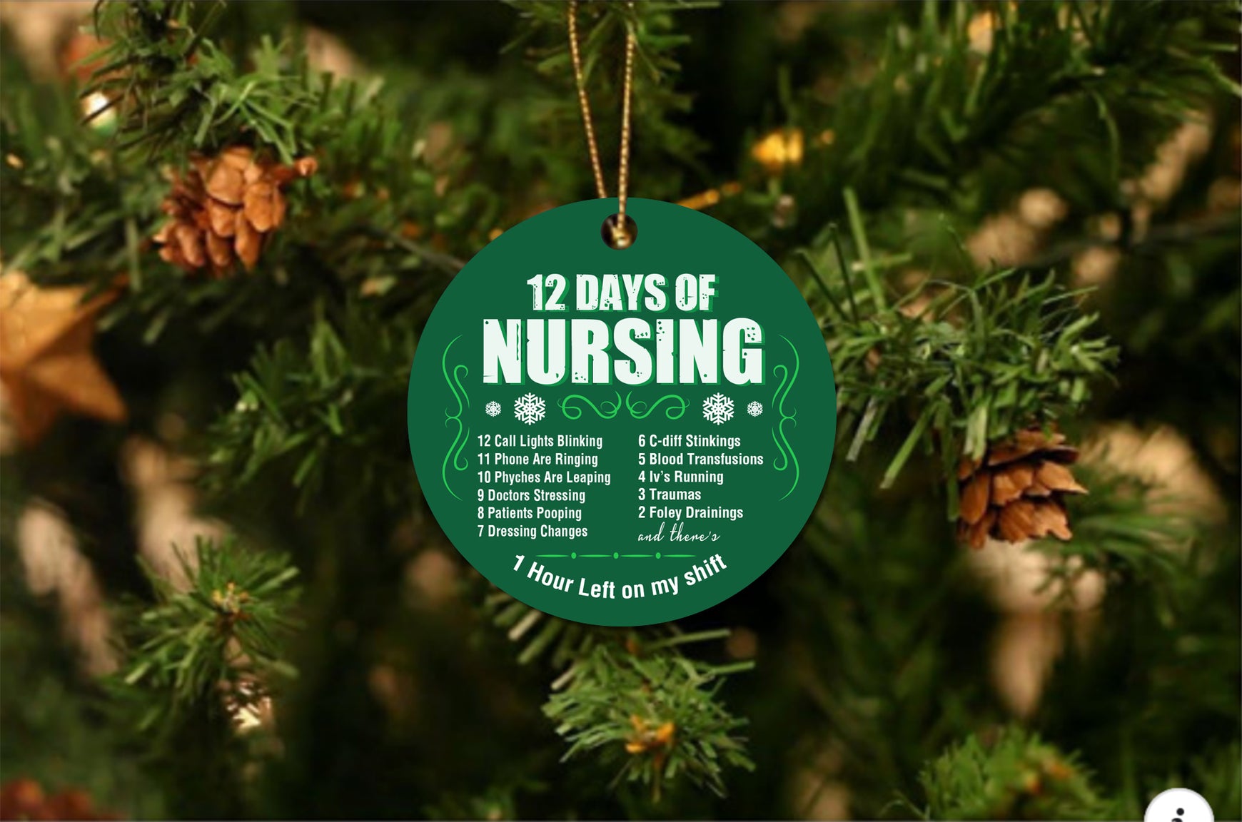 Nurse 12 Days Christmas Ornament
