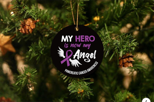 Pancreatic Cancer Angel Christmas Ornament