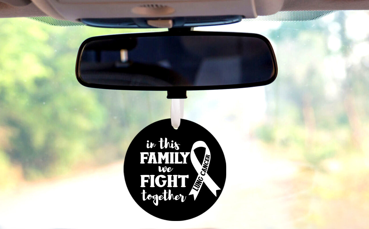 In This Family We Fight Together Lung Cancer Car Hanger Ornament