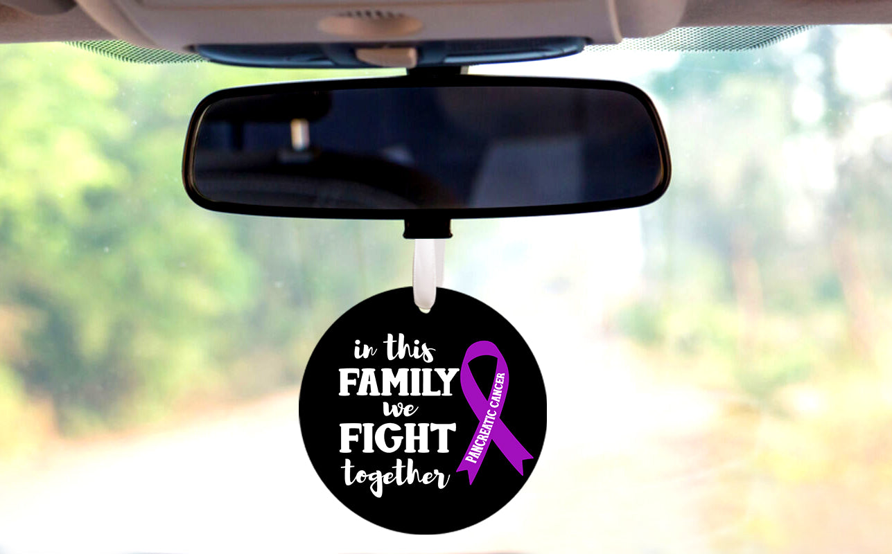 In This Family We Fight Together Pancreatic Cancer Car Hanger Ornament